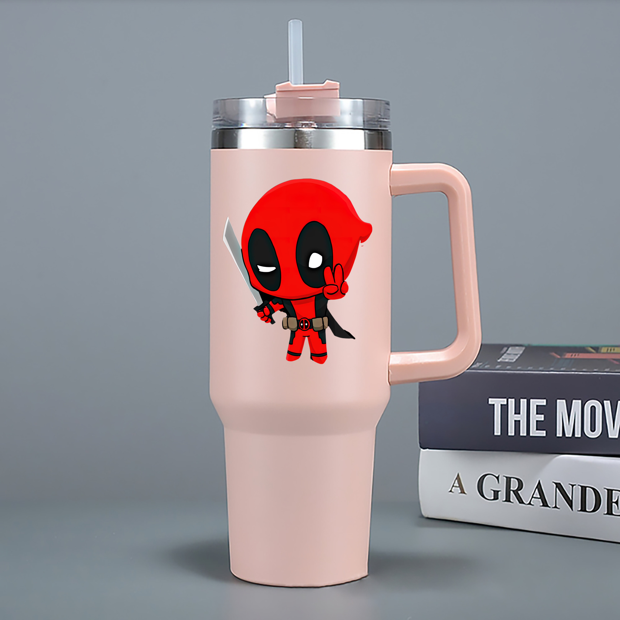 （画像用） Deadpool デッドプール 1200mL車用タンブラー - クリスタルステッカー（プラスチックストロー付き）